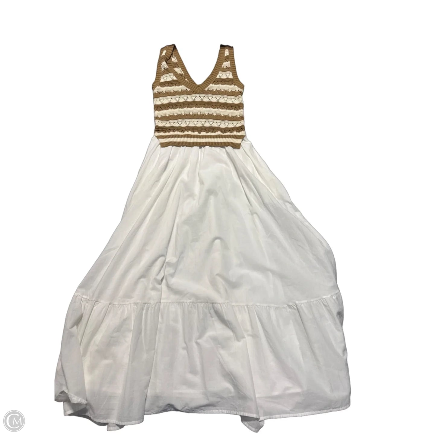 Dress Casual Maxi By Elan In Tan & White, Size: M
