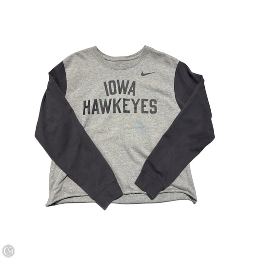 Top Long Sleeve By Nike In Grey, Size: L