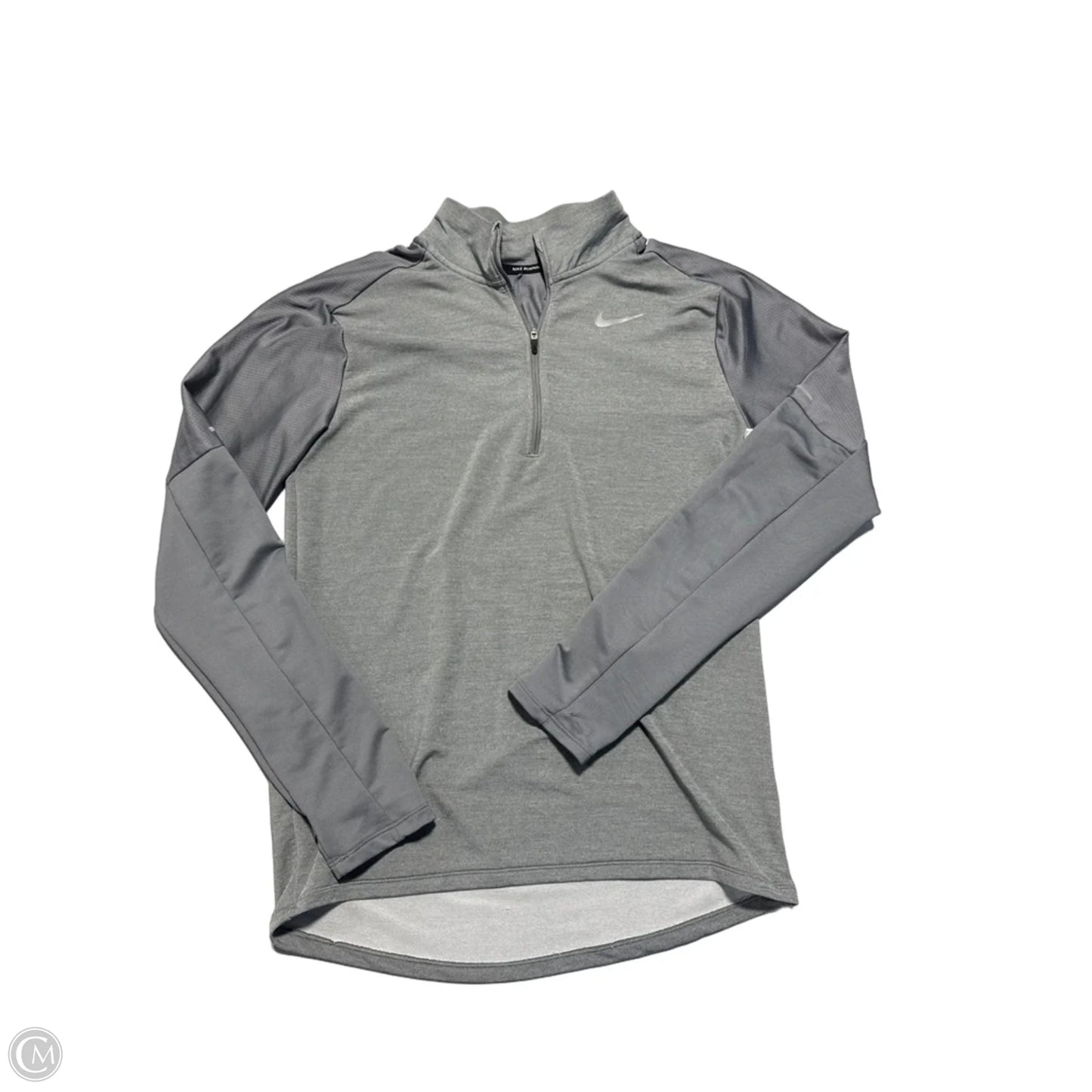Athletic Top Long Sleeve Collar By Nike In Grey, Size: S