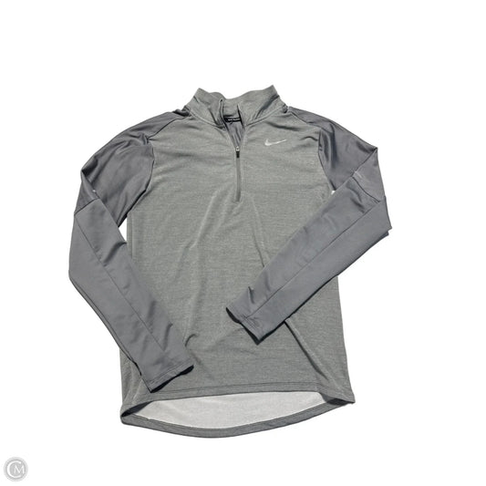 Athletic Top Long Sleeve Collar By Nike In Grey, Size: S