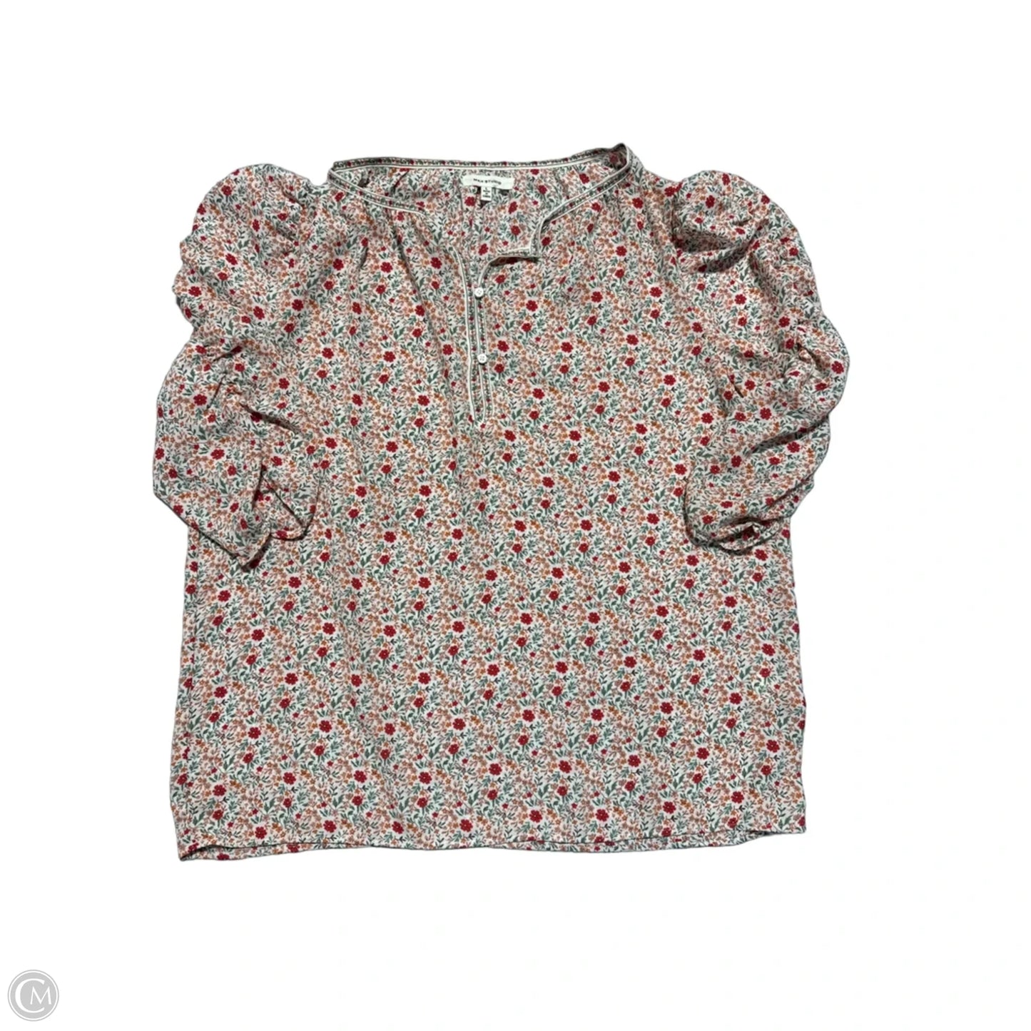 Top Short Sleeve By Max Studio In Floral Print, Size: L