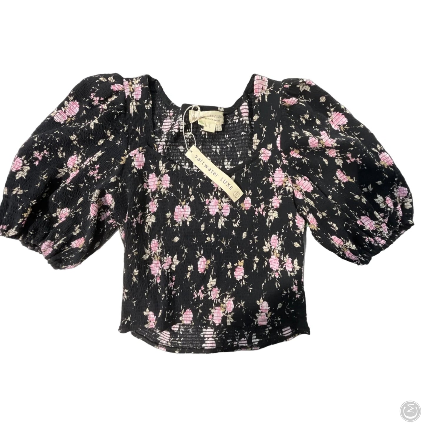 Top Short Sleeve By Saltwater Luxe In Black & Pink, Size: L