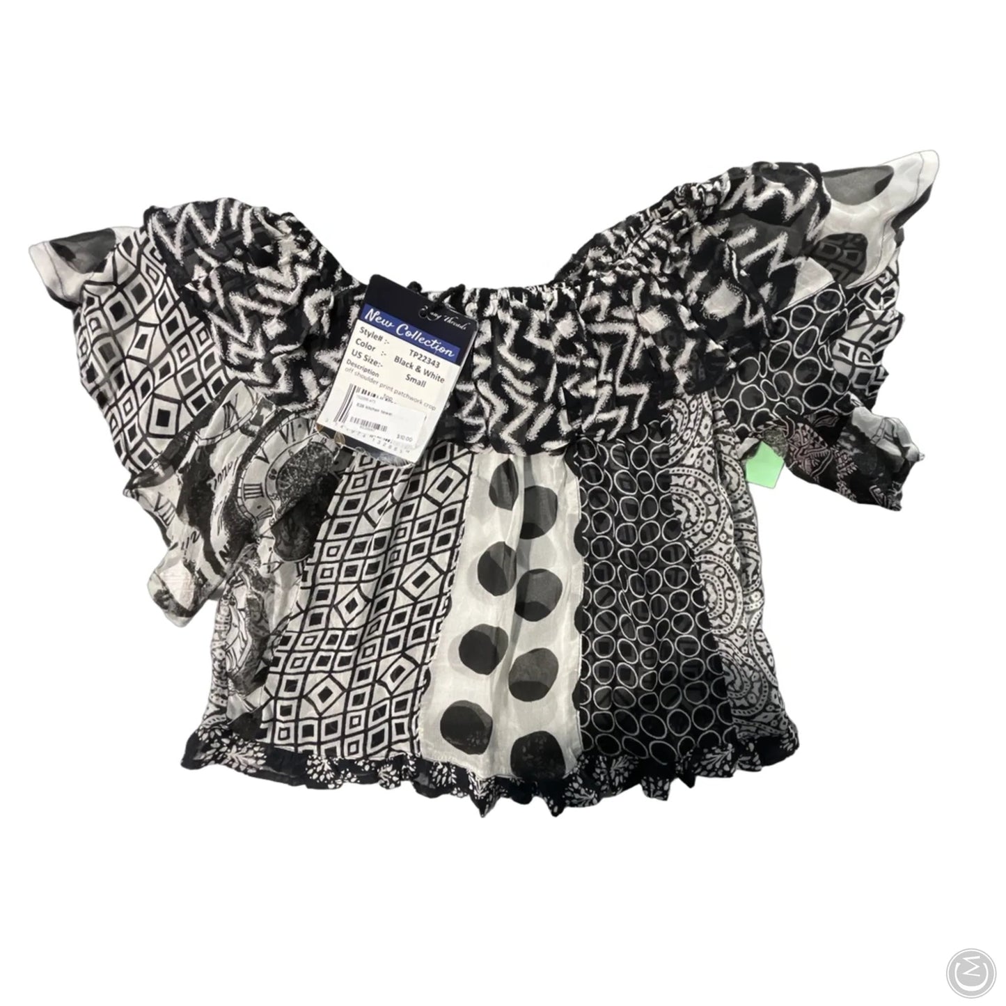 Top Short Sleeve By Cmc In Black & White, Size: S