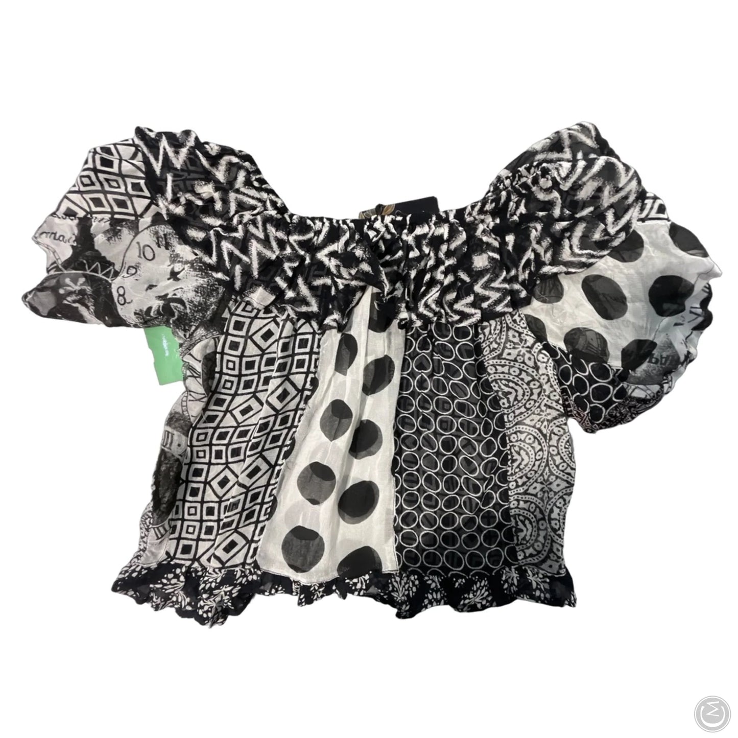 Top Short Sleeve By Cmc In Black & White, Size: S