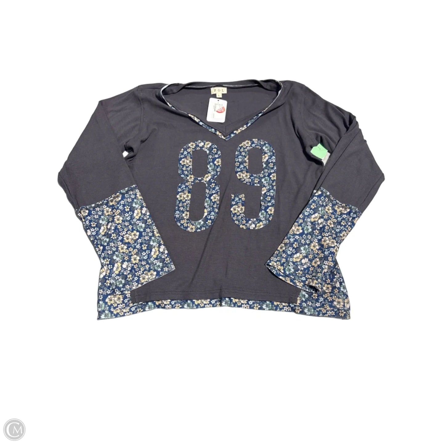 Top Long Sleeve By Pol In Grey, Size: L