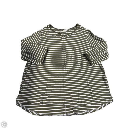 Top 3/4 Sleeve By Simple In Green & White, Size: 3x