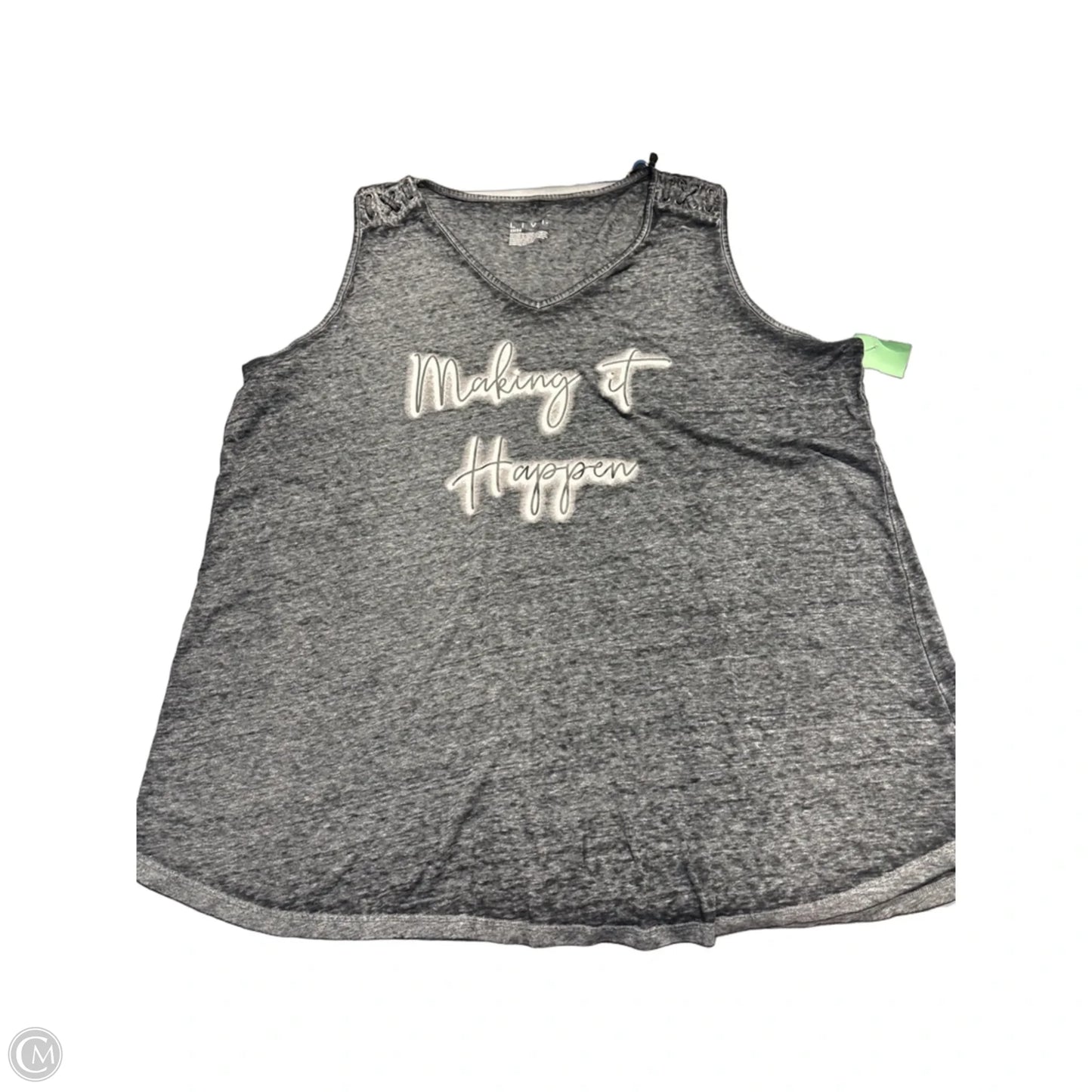 Top Sleeveless By Livi Active In Grey, Size: 3x