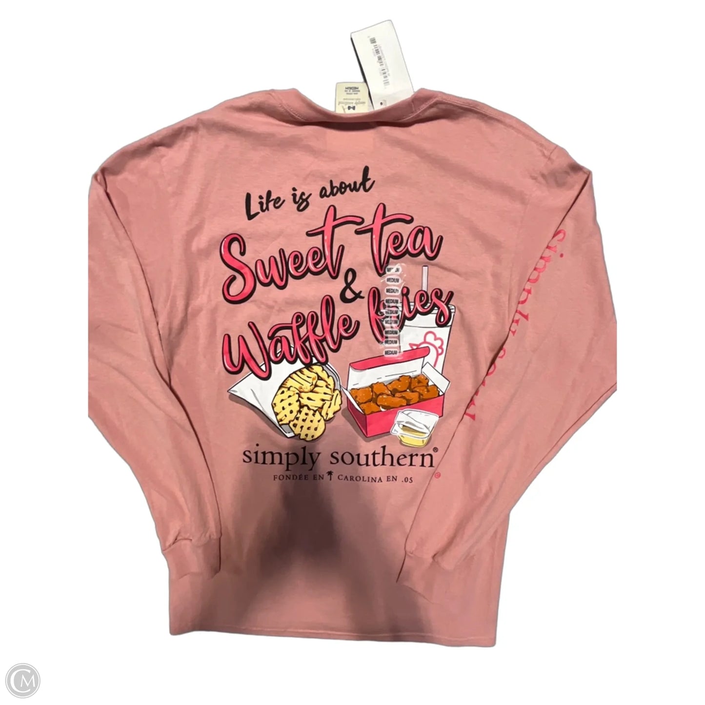 Top Long Sleeve By Simply Southern In Pink, Size: M