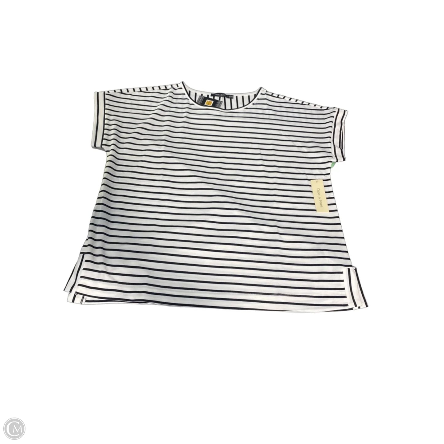 Top Short Sleeve By Doe & Rae In Black & White, Size: 1x