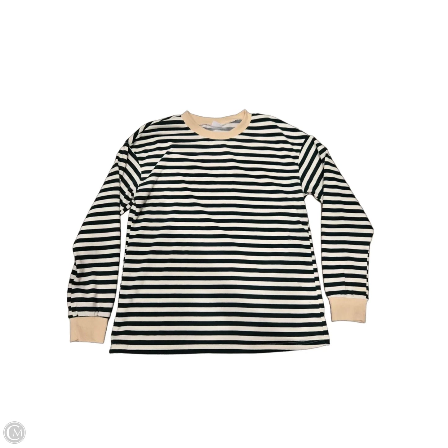 Top Long Sleeve By Cmc In Green & White, Size: M