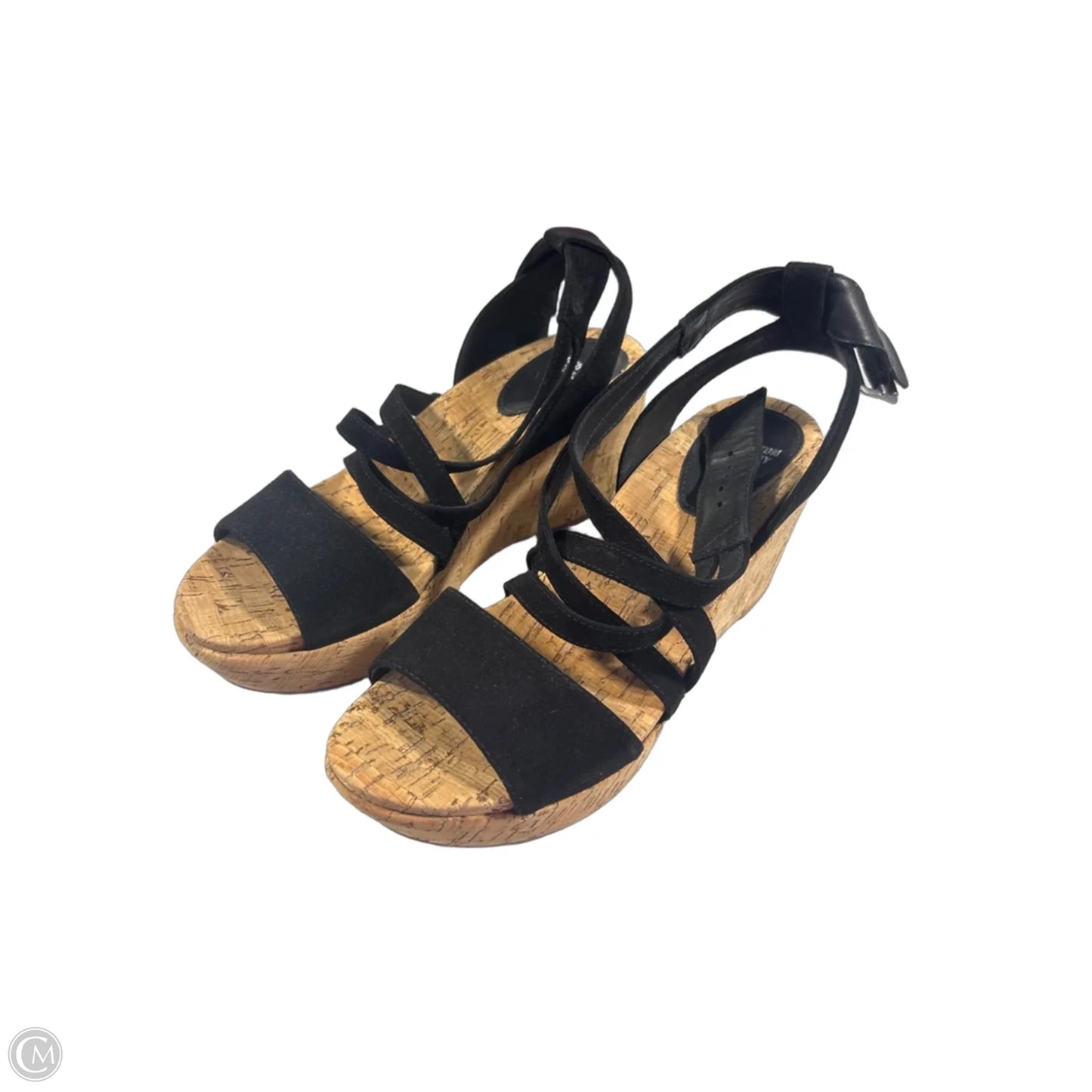 Shoes Heels Wedge By Johnston & Murphy In Black & Tan, Size: 8