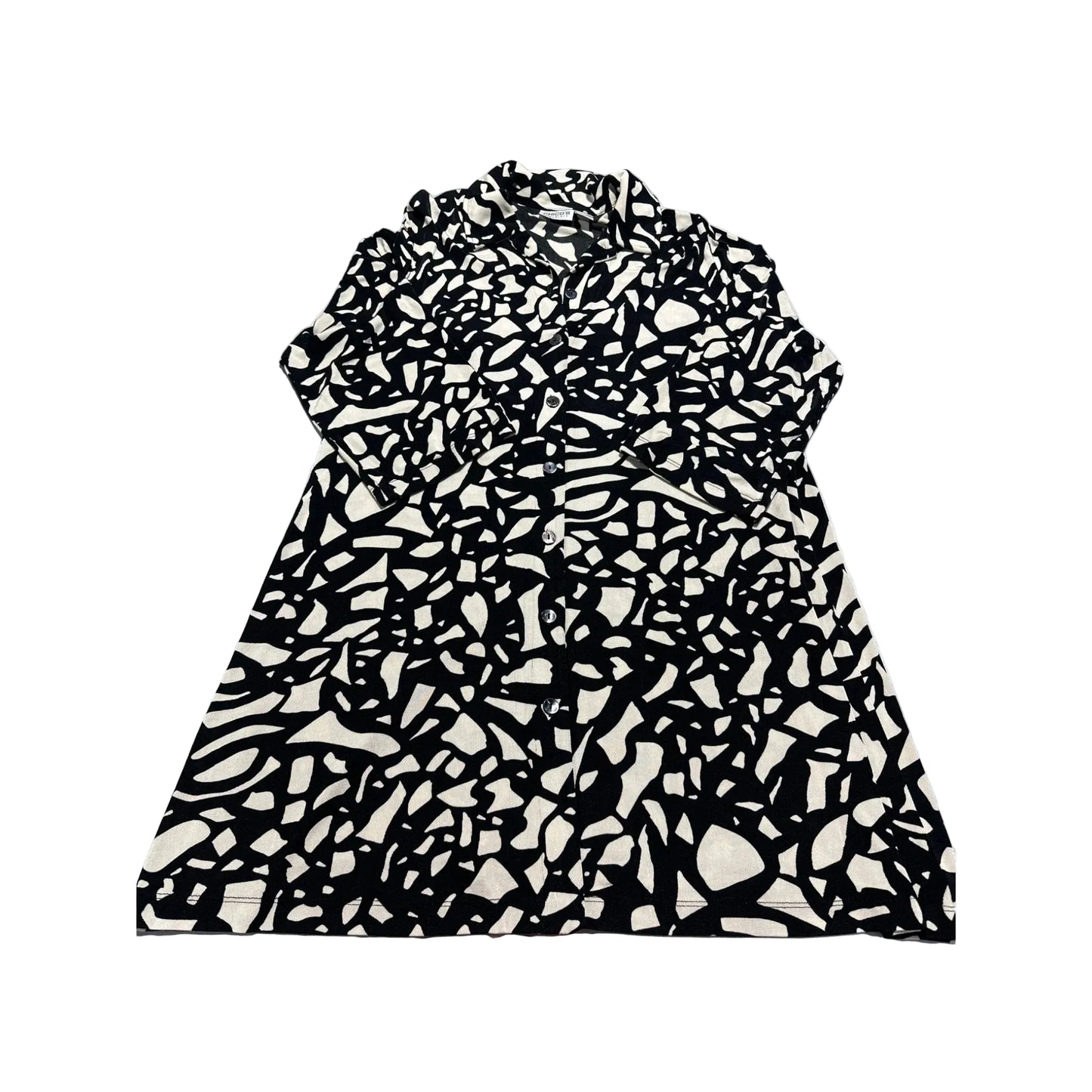 Top 3/4 Sleeve By Chicos In Black & Cream, Size: Xl