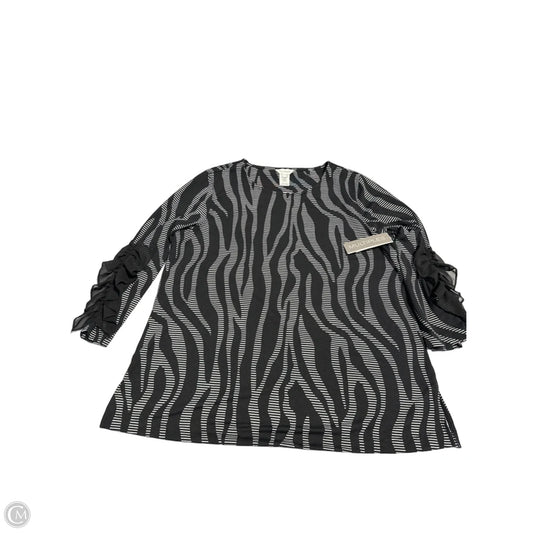 Top 3/4 Sleeve By Multiples In Black & Grey, Size: L