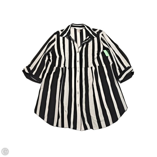 Top 3/4 Sleeve By Nygard Peter In Black & White, Size: L