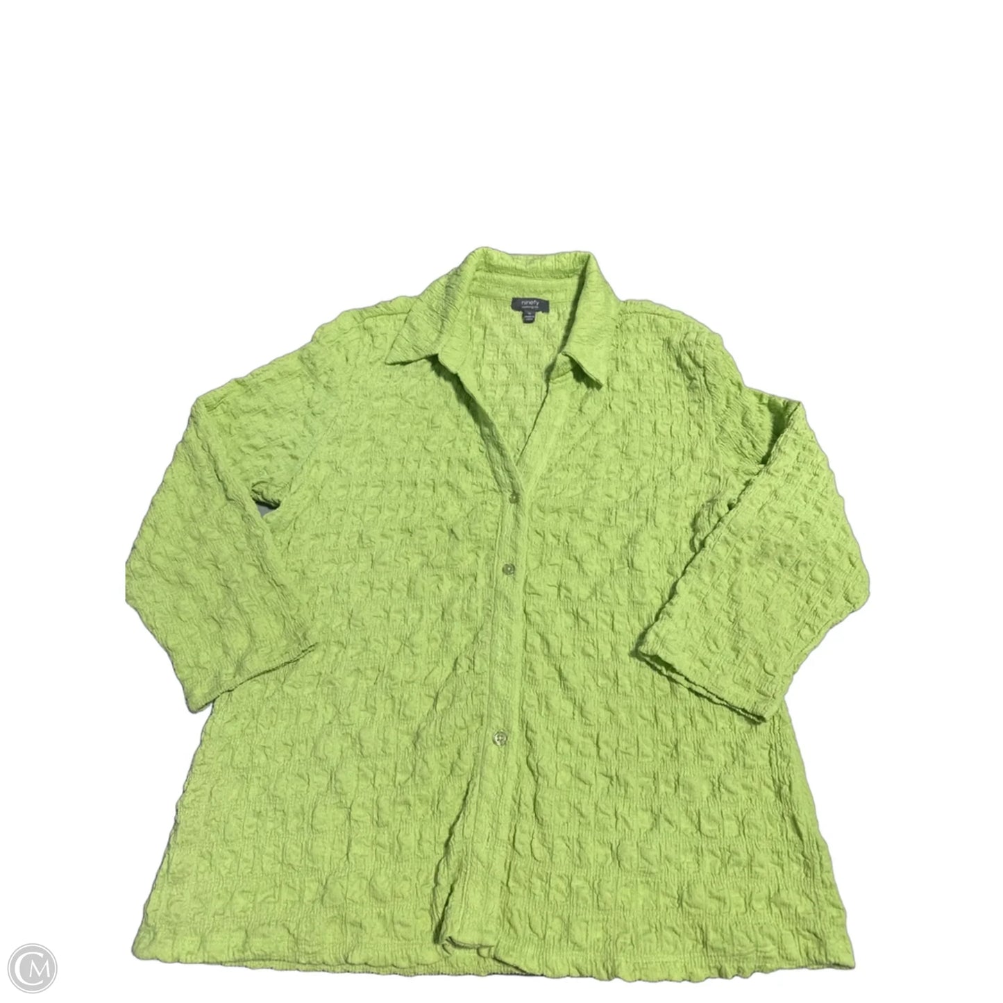 Top 3/4 Sleeve By Ninety Woman In Green, Size: Xl