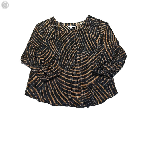 Top 3/4 Sleeve By Chicos In Black & Brown, Size: L
