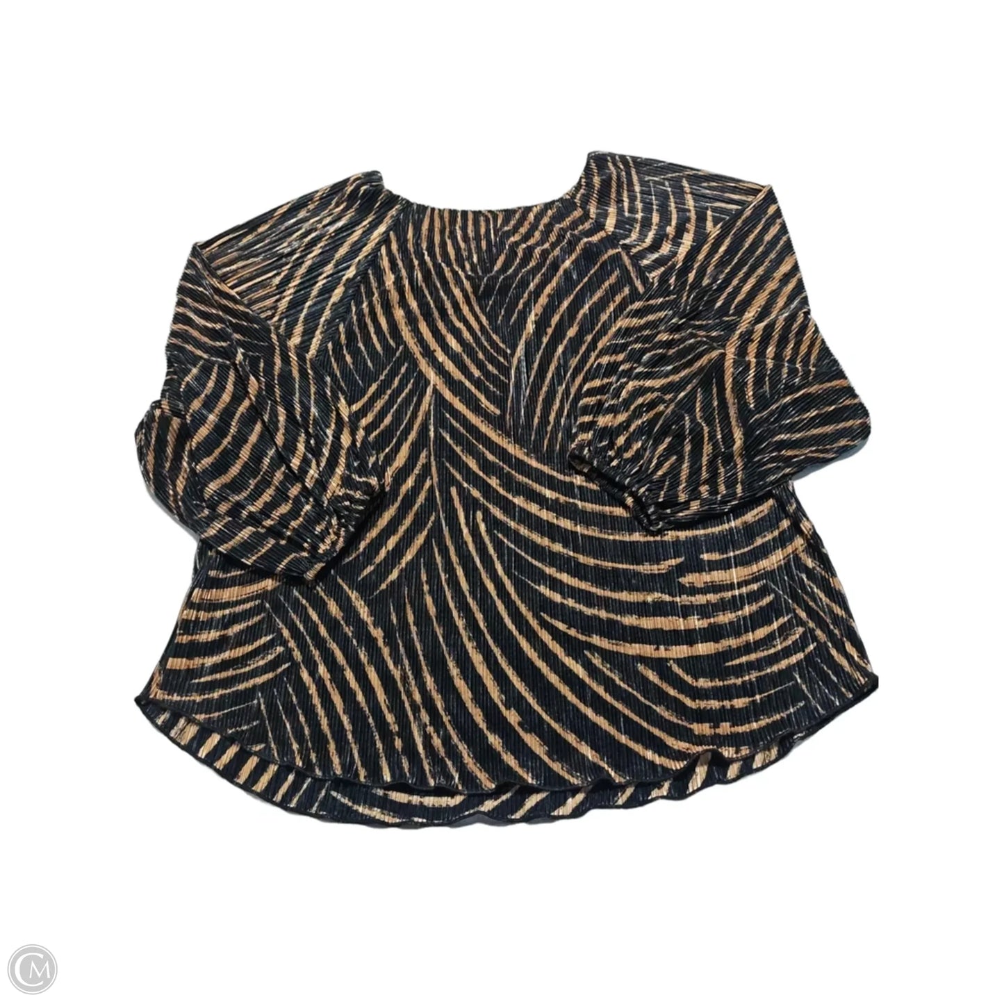 Top 3/4 Sleeve By Chicos In Black & Brown, Size: L
