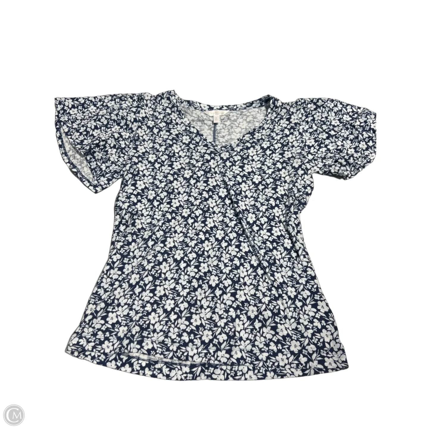 Top Short Sleeve By Lc Lauren Conrad In Blue & White, Size: S
