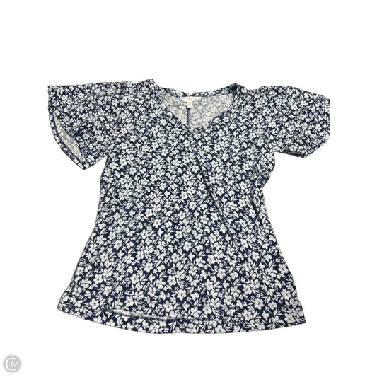 Top Short Sleeve By Lc Lauren Conrad In Blue & White, Size: S
