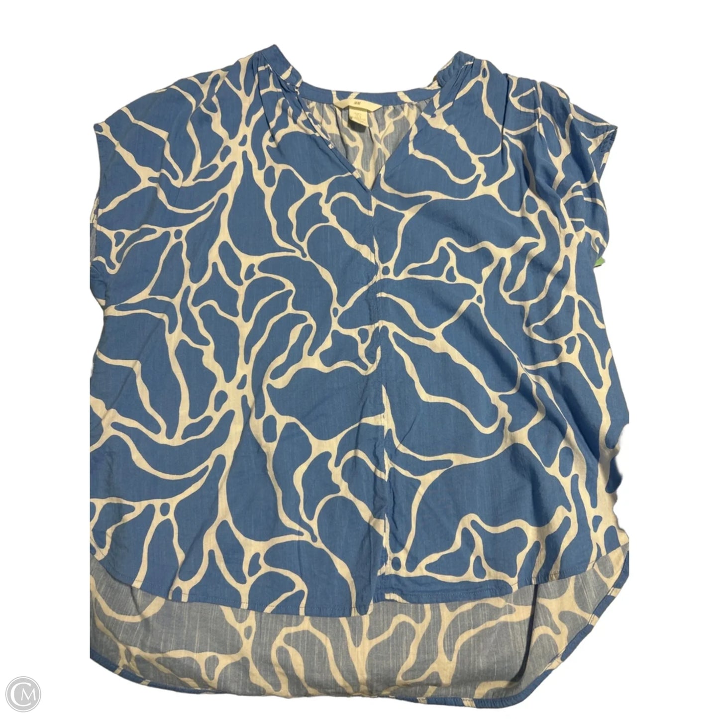 Top Short Sleeve By H&m In Blue & White, Size: L