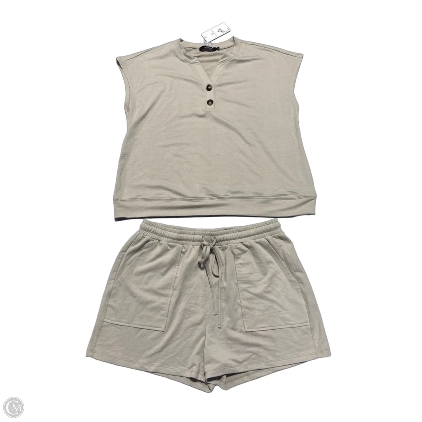 Top 2pc Short Sleeve By Lillusory In Tan, Size: L