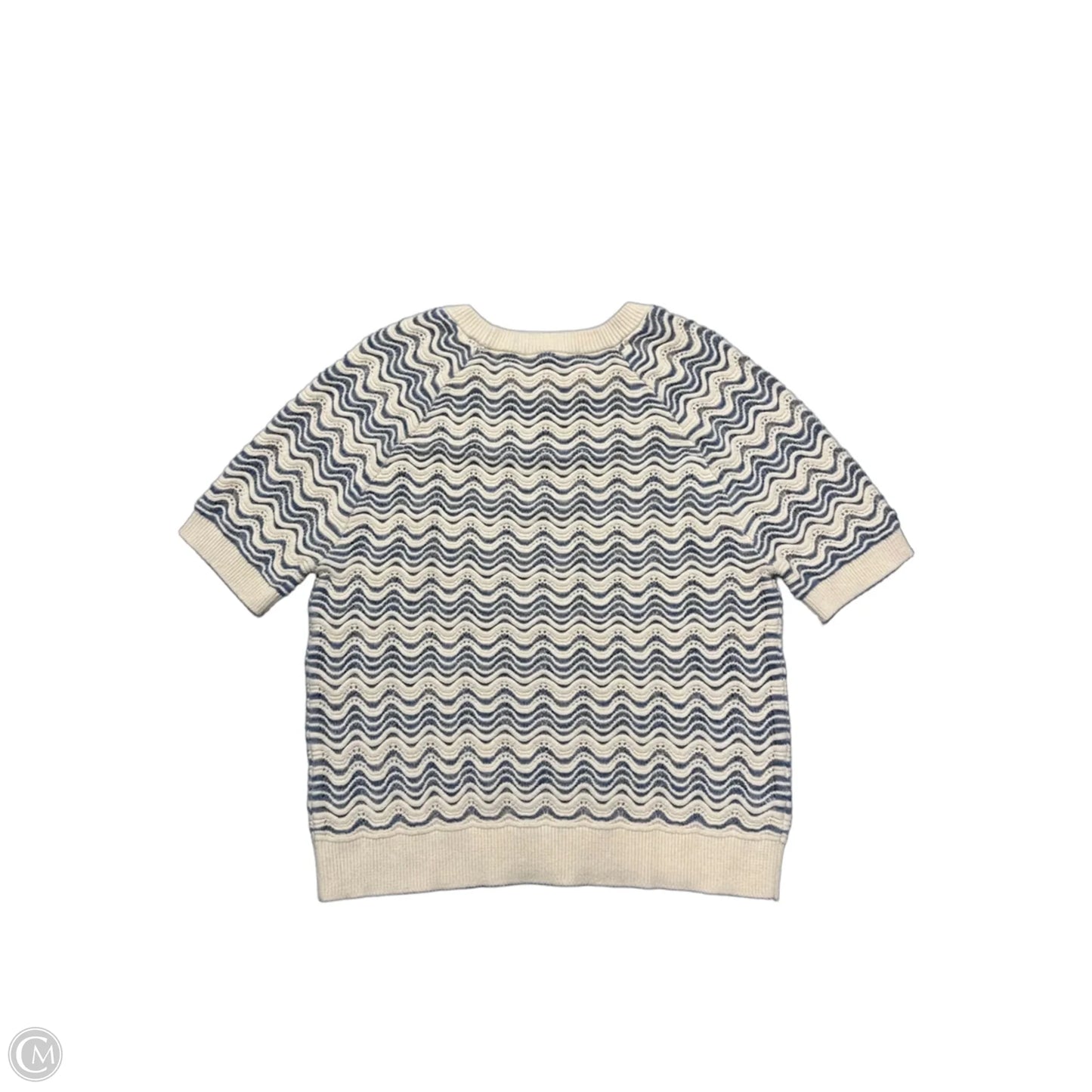 Sweater Short Sleeve By Loft In Blue & White, Size: L
