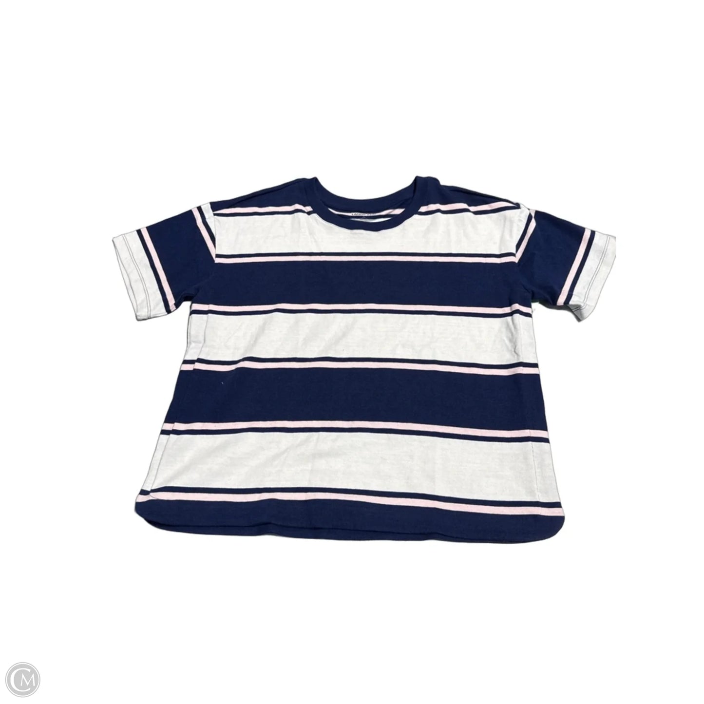 Top Short Sleeve By Lands End In Blue & White, Size: L