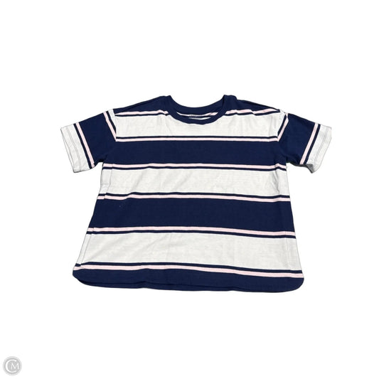 Top Short Sleeve By Lands End In Blue & White, Size: L