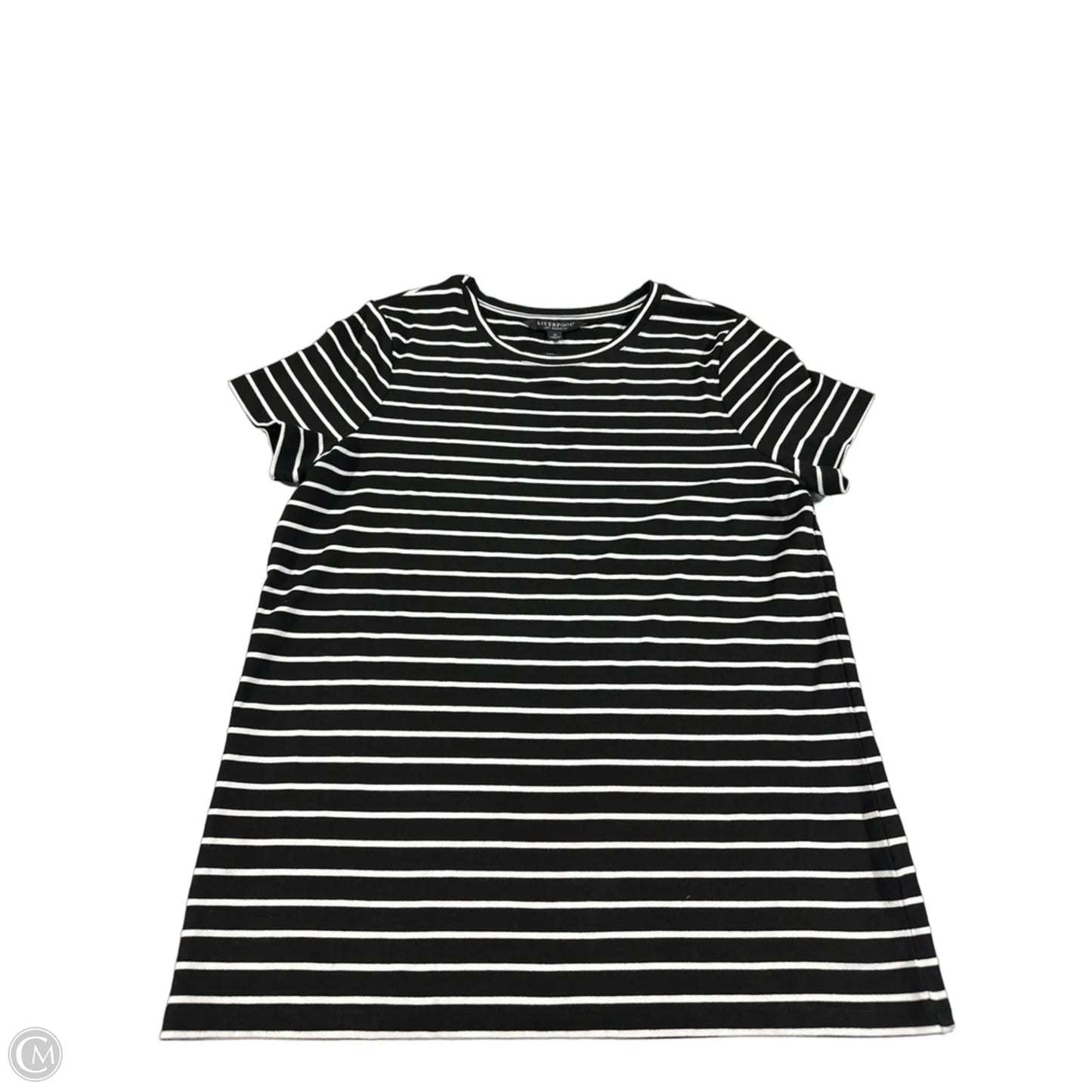 Top Short Sleeve By Liverpool In Black & White, Size: M