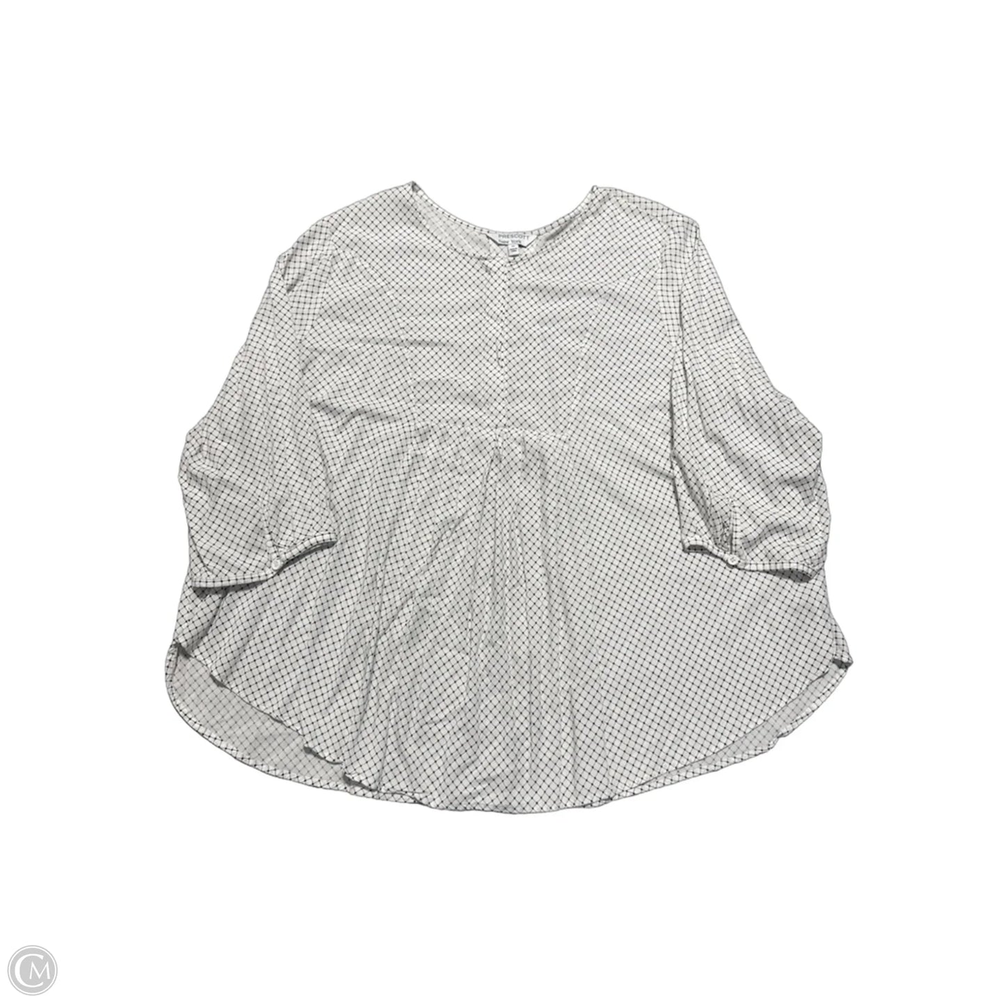 Top 3/4 Sleeve By Cme In Black & White, Size: 3x