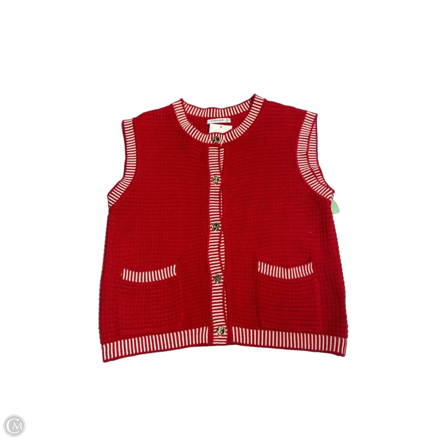 Vest Sweater By Staccato In Red & White, Size: S