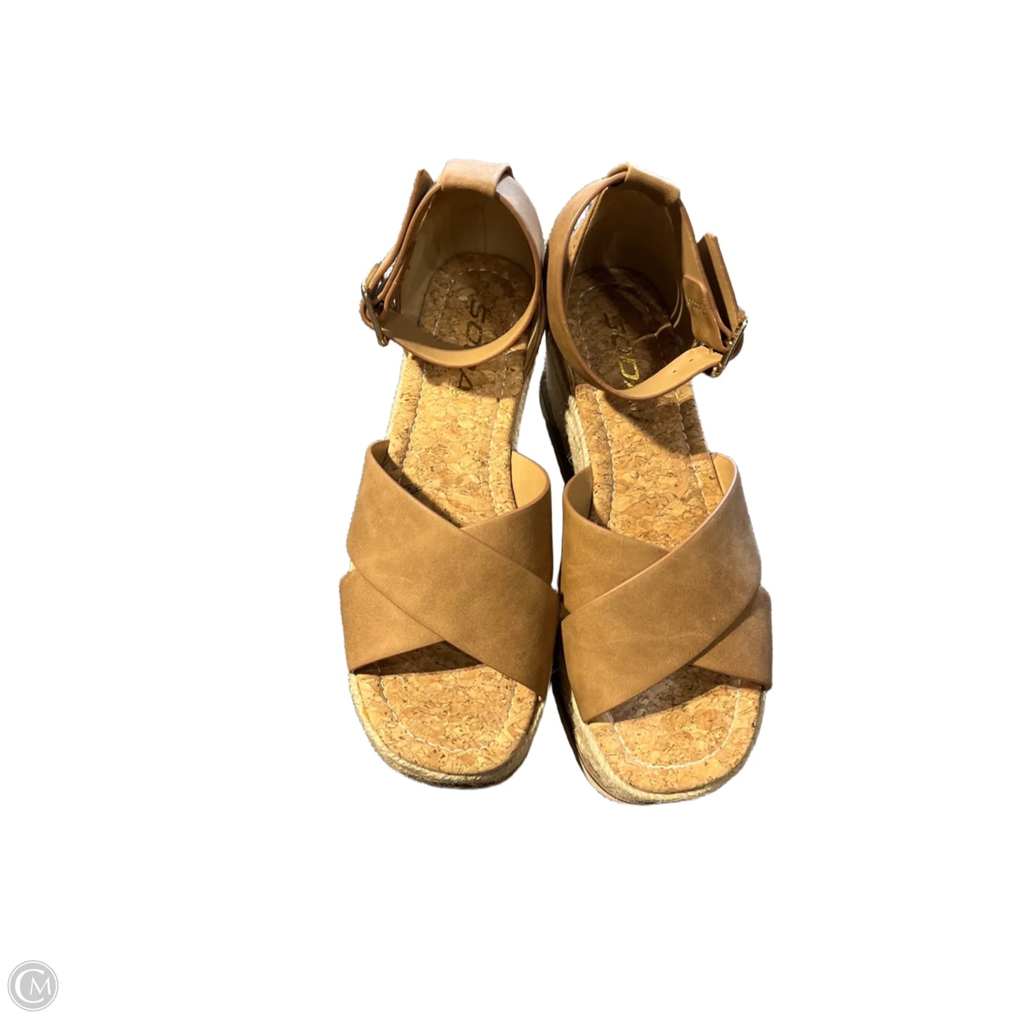 Sandals Heels Platform By Soda In Tan, Size: 5.5