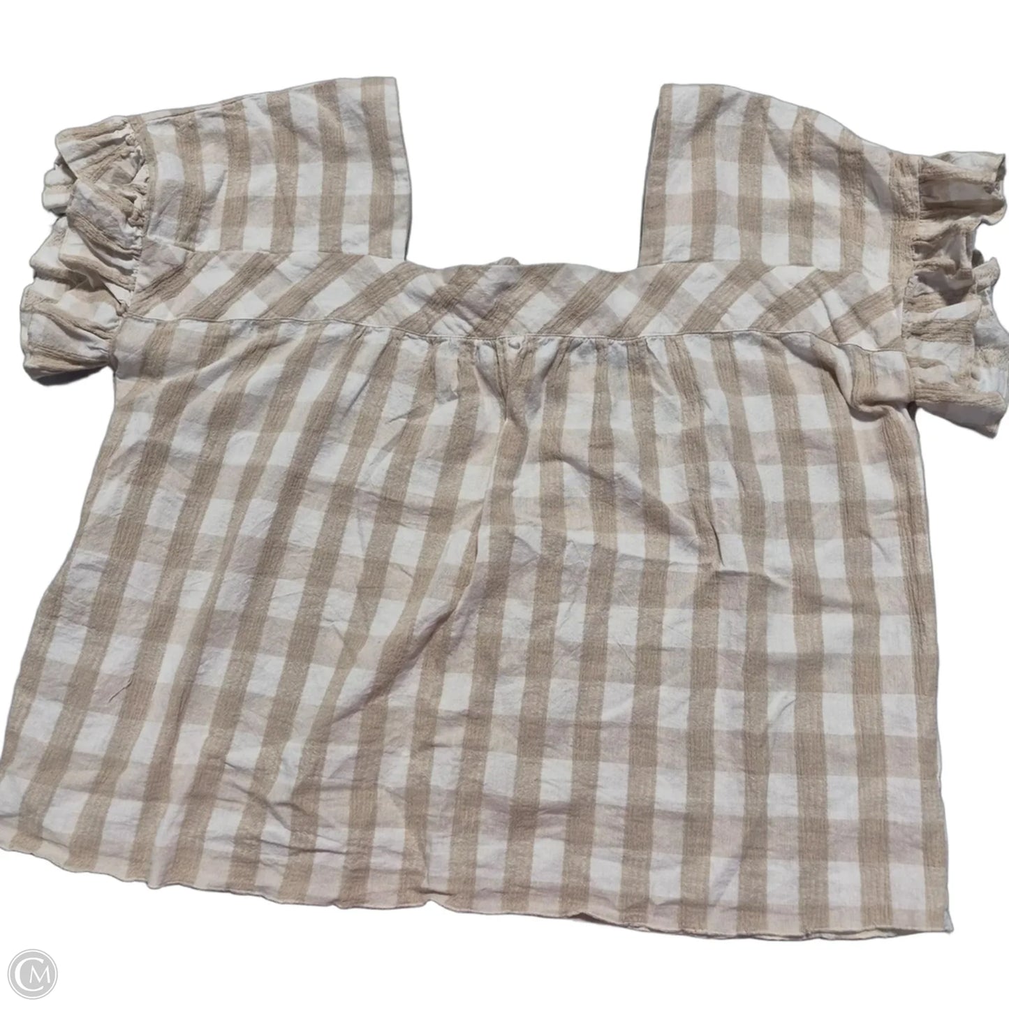 Blouse Short Sleeve By Tribal In Tan & White, Size: Xl
