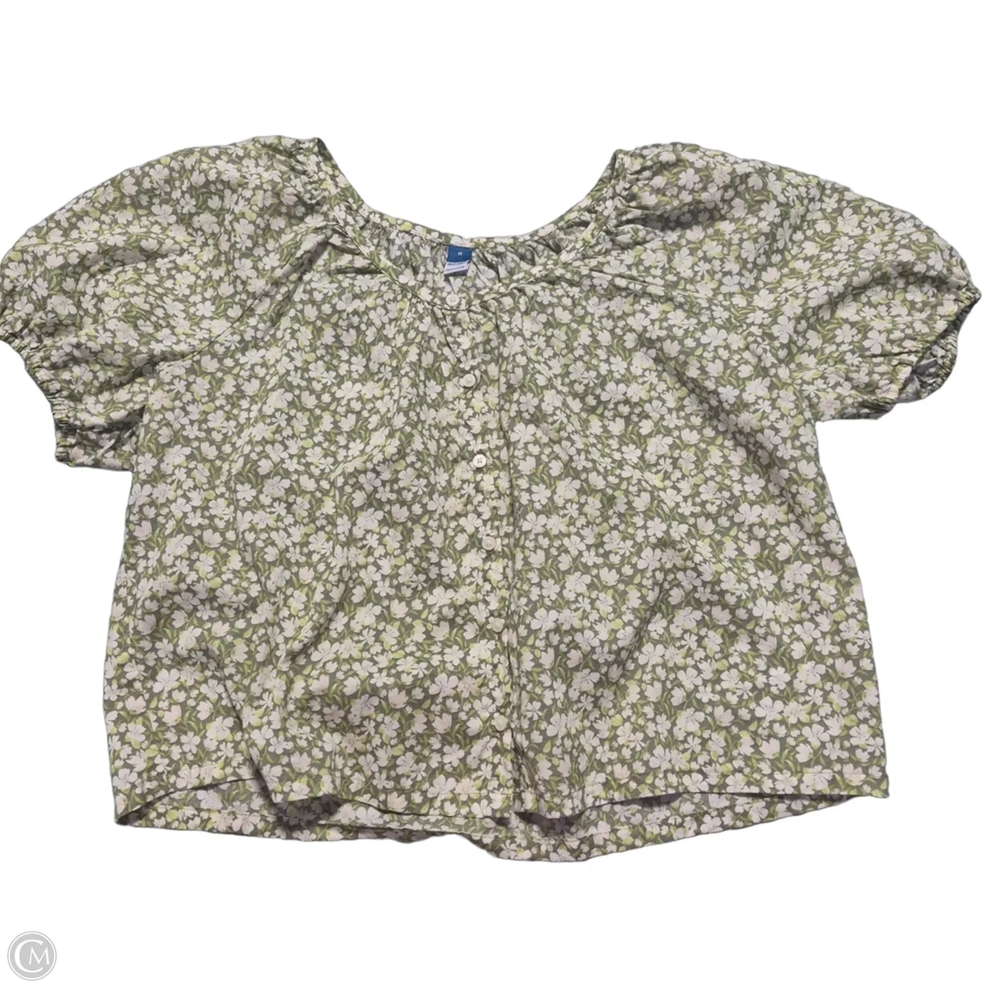 Top Short Sleeve By Old Navy In Green & White, Size: M