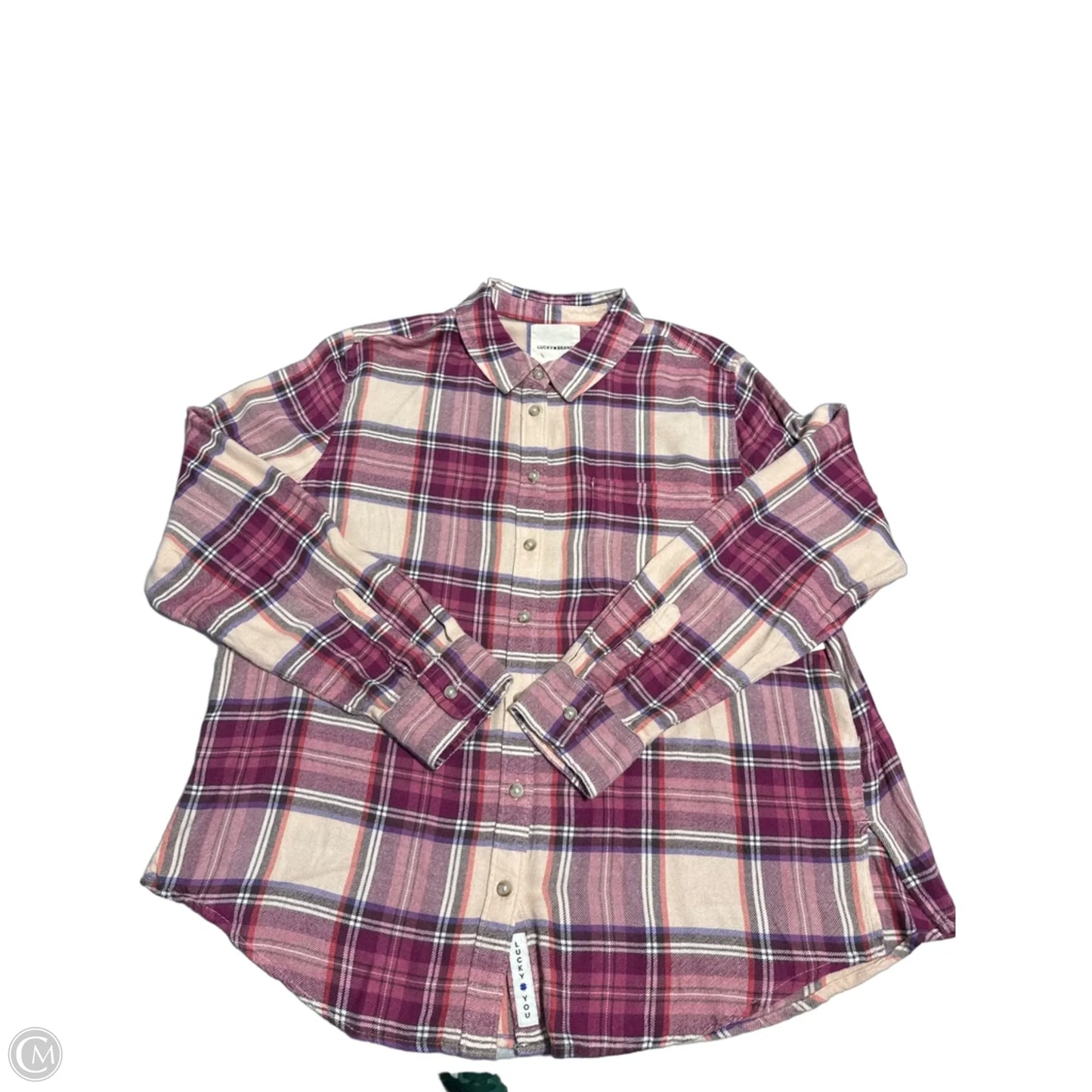 Top Long Sleeve By Lucky Brand In Plaid Pattern, Size: M