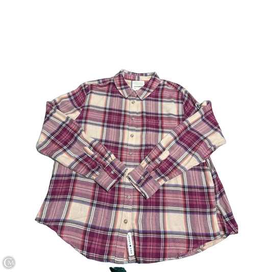 Top Long Sleeve By Lucky Brand In Plaid Pattern, Size: M