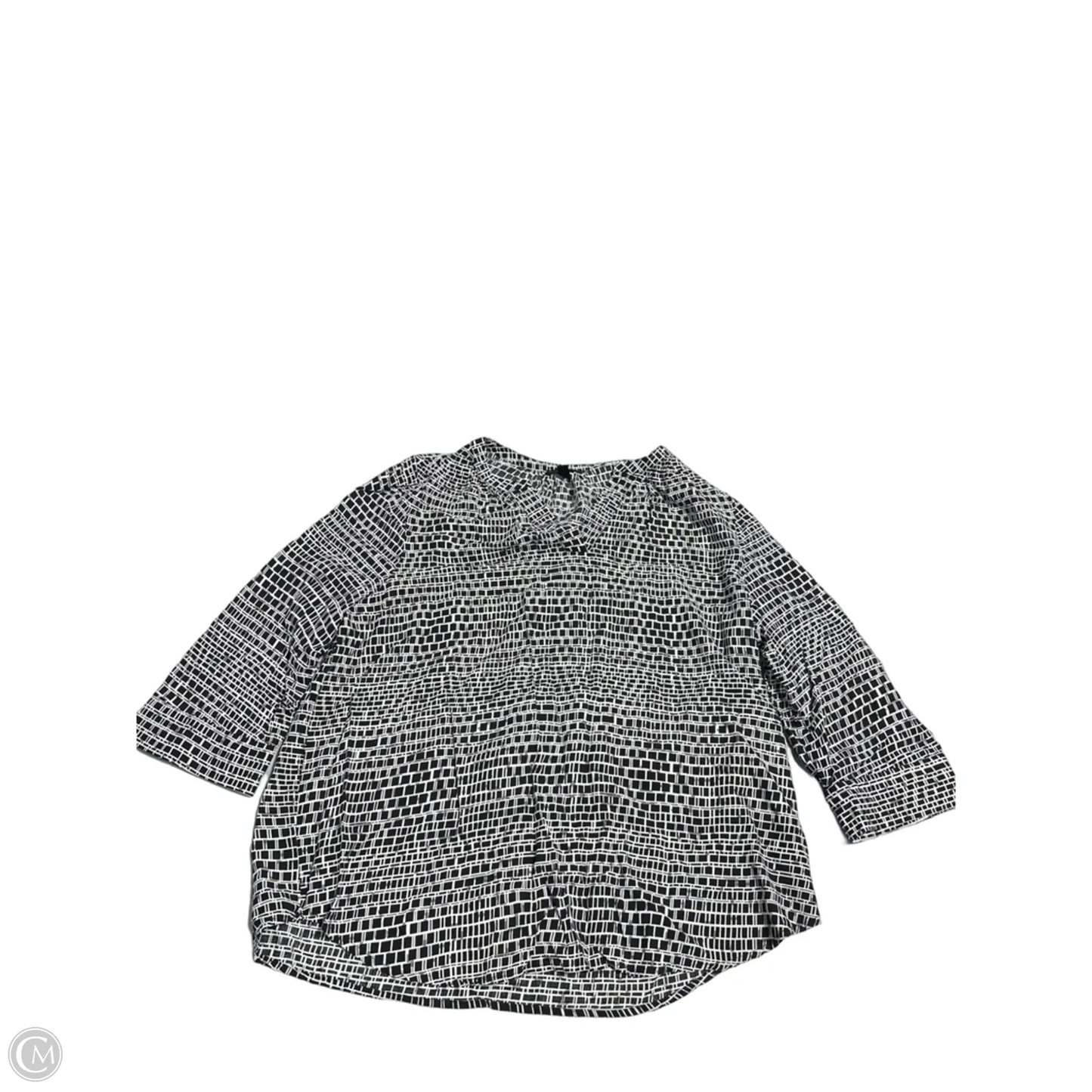 Top 3/4 Sleeve By Willi Smith In Black & White, Size: 1x