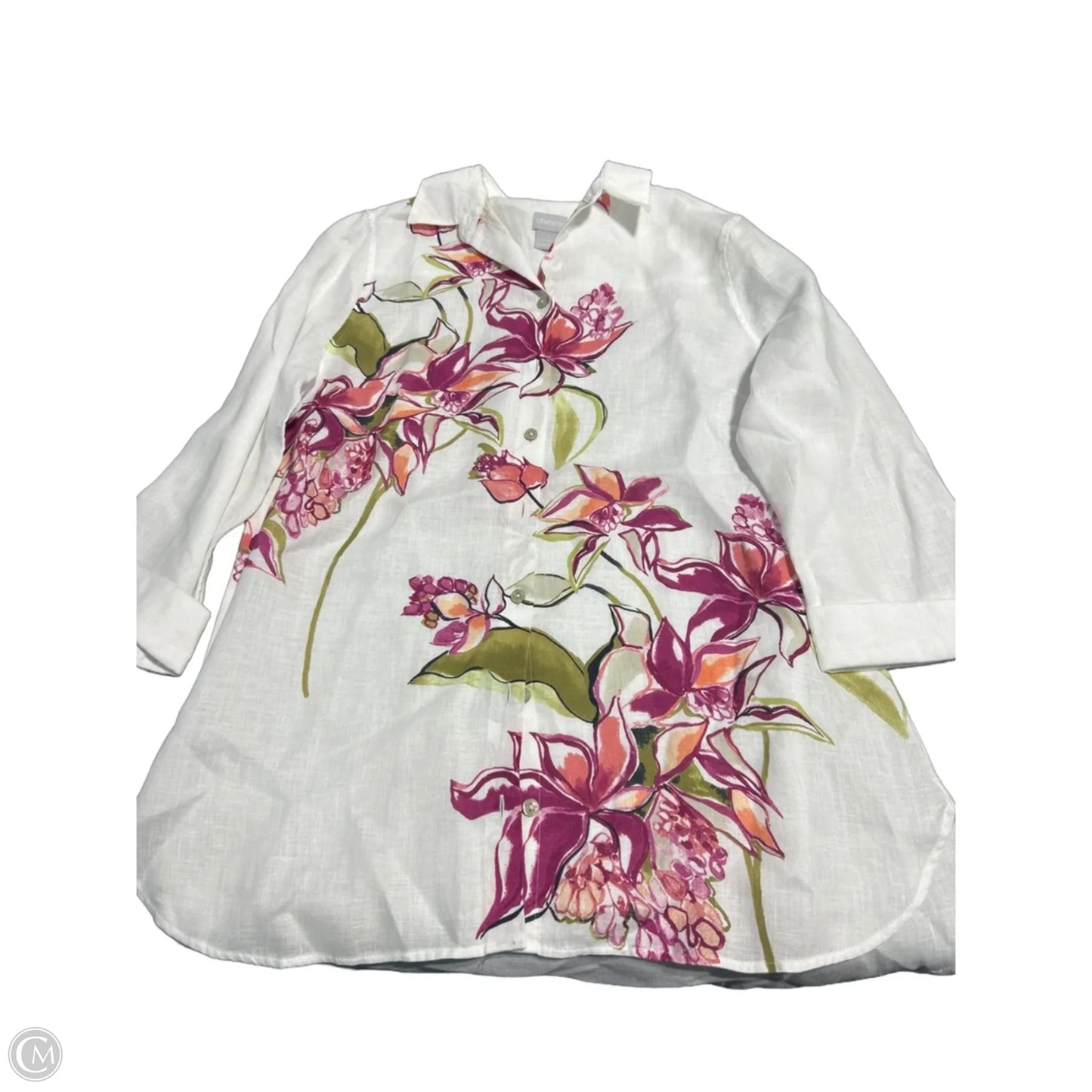 Top 3/4 Sleeve By Chicos In White, Size: S