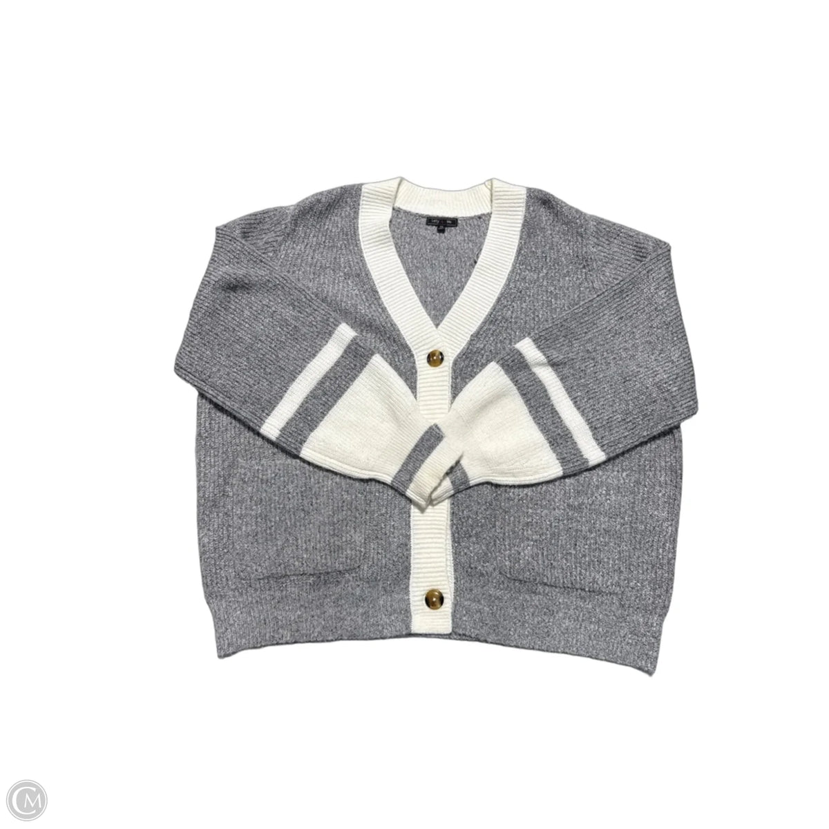Cardigan By Cmc In Grey & White, Size: 2x