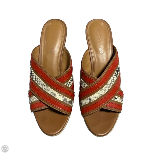 Sandals Designer By Coach In Brown & Red, Size: 8