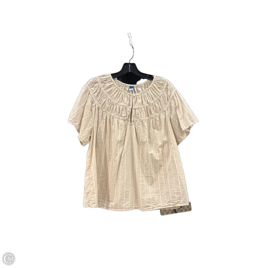 Top Short Sleeve By Old Navy In Tan & White, Size: L