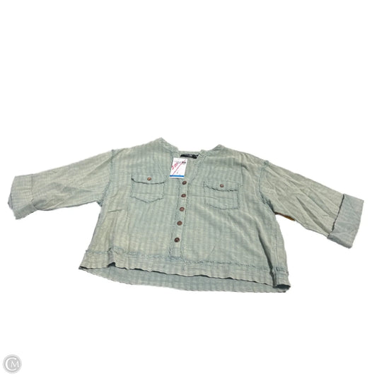 Blouse Short Sleeve By Doe & Rae In Green, Size: M