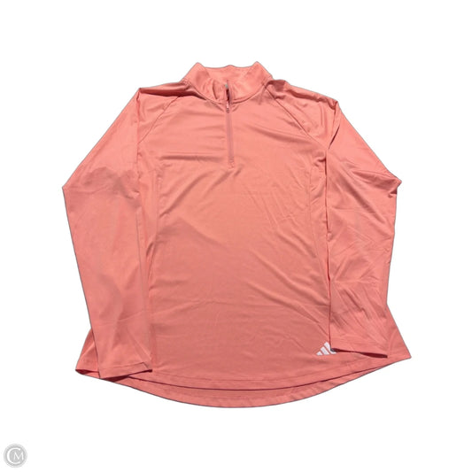 Athletic Top Long Sleeve Collar By Adidas In Coral, Size: L