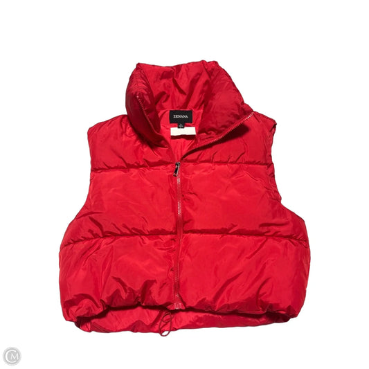 Vest Puffer & Quilted By Zenana In Red, Size: L