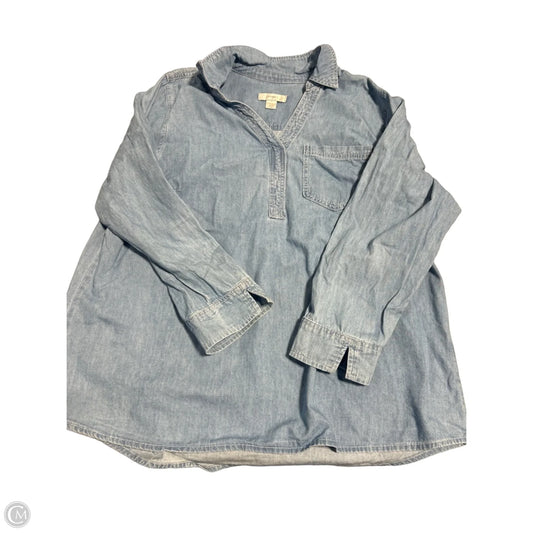 Top Long Sleeve By Cj Banks In Blue, Size: 1x