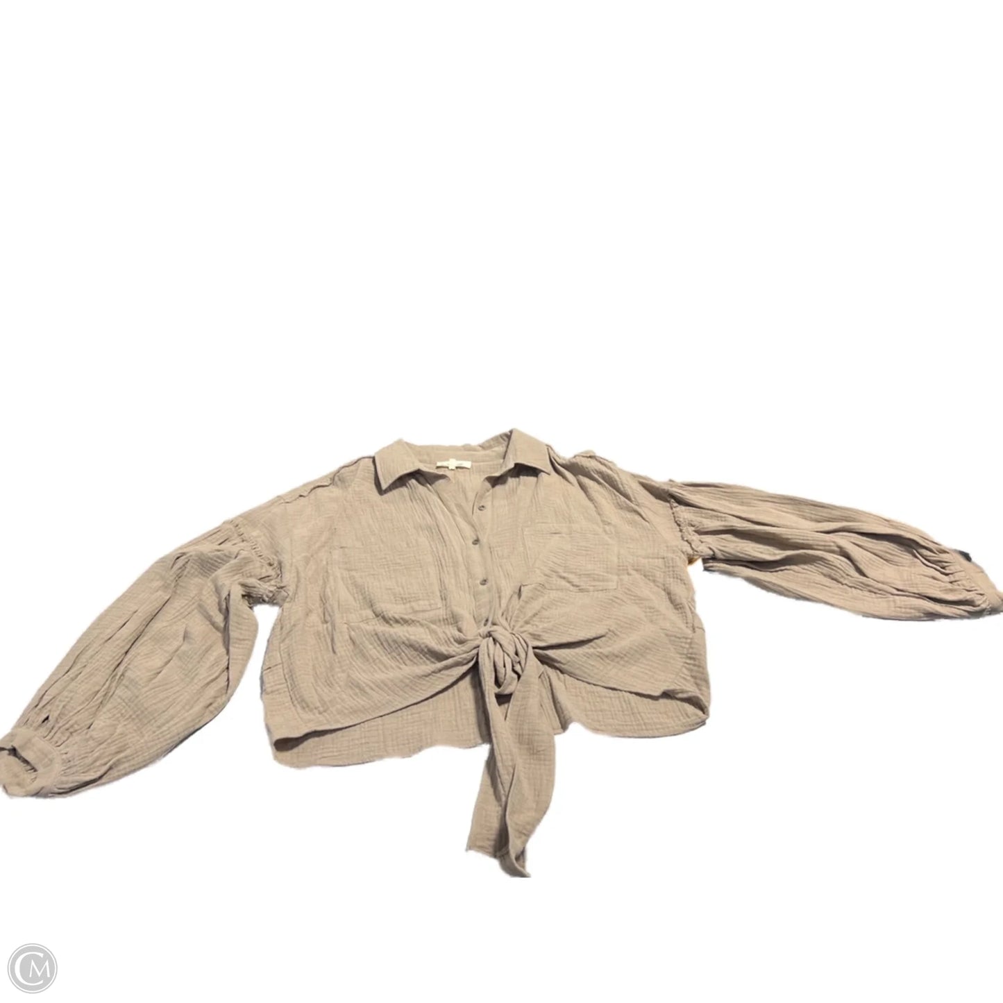 Top Long Sleeve By Peach Love Cream California In Brown, Size: S