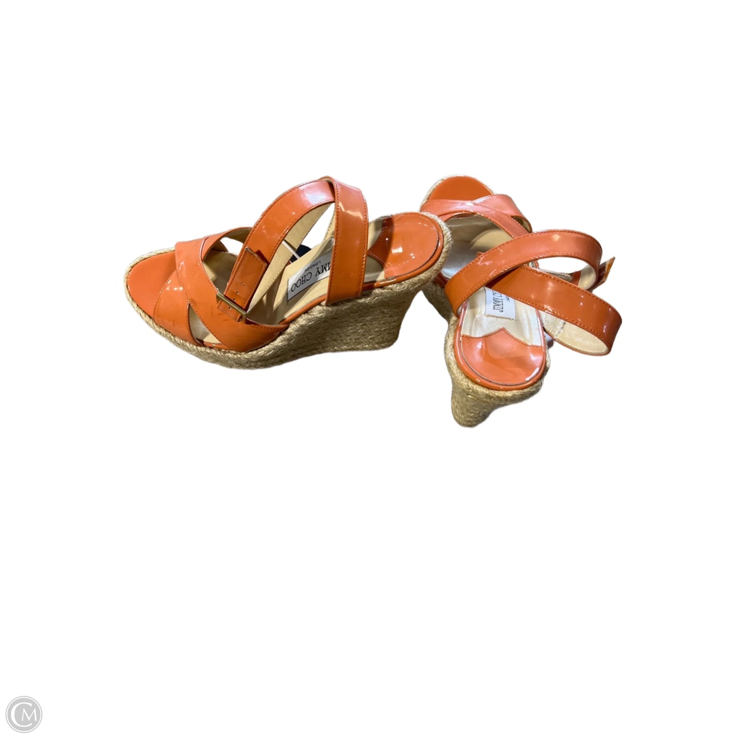Sandals Luxury Designer By Jimmy Choo In Coral, Size: 6