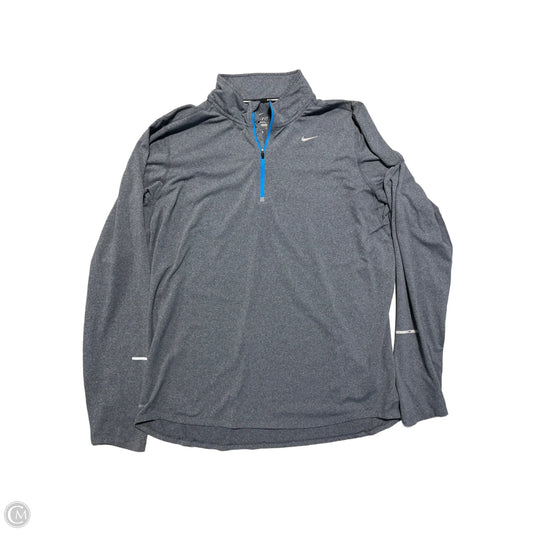 Athletic Top Long Sleeve Collar By Nike In Grey, Size: L