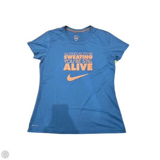 Athletic Top Short Sleeve By Nike In Blue, Size: L