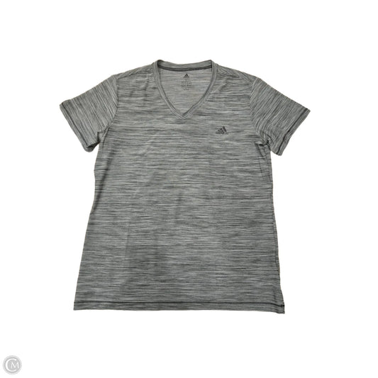 Athletic Top Short Sleeve By Adidas In Grey, Size: L